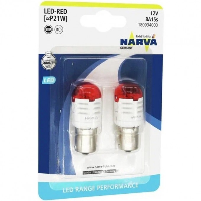 Лампа NARVA RANGE PERFORMANCE LED P21 red 2 шт. 72481866