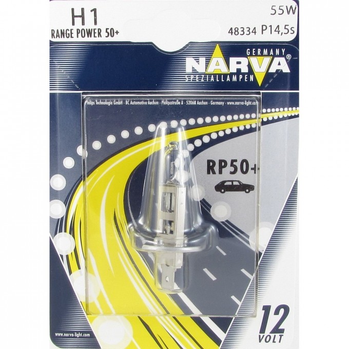 Лампа NARVA RANGE POWER 50+ H1 RP50 12V 55W NVA B1 81071846